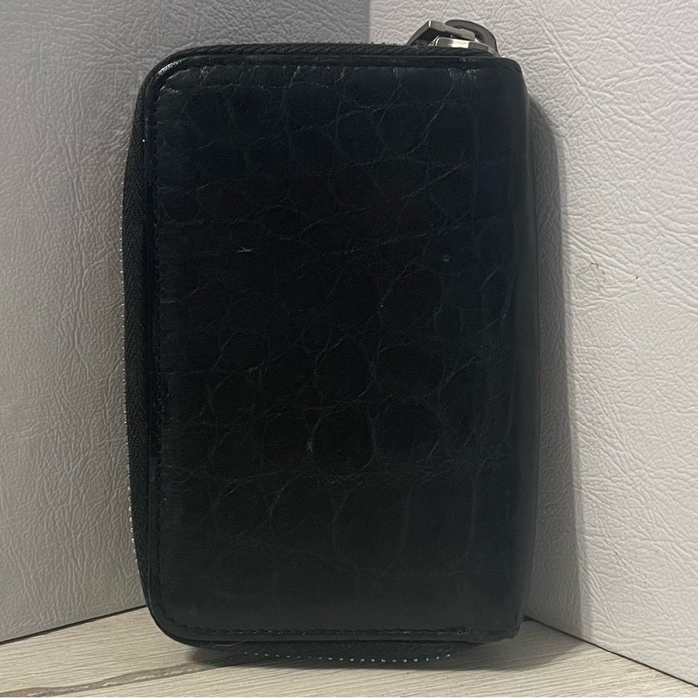 Saint Laurent Black Croc-Embossed Zip Around Card and Key Case - Picture 5 of 5